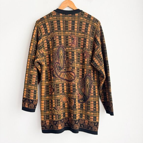 Vintage Made in France PAisley Print Wool Blend Cardigan M - Picture 4 of 5